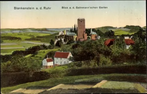 Ak Blankenstein an der Ruhr Hattingen, Blick a.d. Gethmannschen Garten, Burg