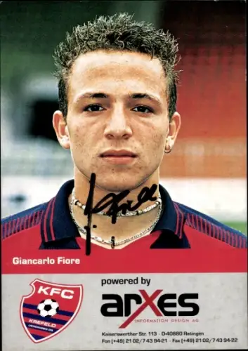 Autogrammkarte Fußballer Giancarlo Fiore, KFC Uerdingen 05, Autogramm