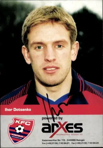 Autogrammkarte Fußballer Ihor Dotsenko, KFC Uerdingen 05, Autogramm