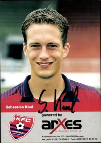 Autogrammkarte Fußballer Sebastian Kaul, KFC Uerdingen 05, Autogramm