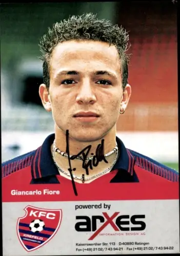 Autogrammkarte Fußballer Giancarlo Fiore, KFC Uerdingen 05, Autogramm