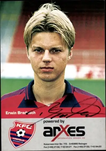 Autogrammkarte Fußballer Erwin Bradasch, KFC Uerdingen 05, Autogramm