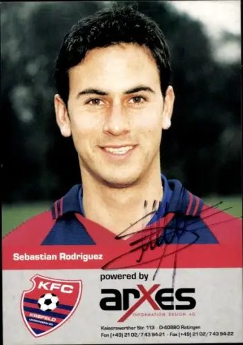 Autogrammkarte Fußballer Sebastian Rodriguez, KFC Uerdingen 05, Autogramm