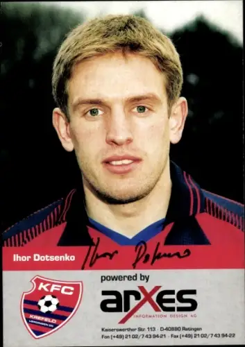 Autogrammkarte Fußballer Ihor Dotsenko, KFC Uerdingen 05, Autogramm