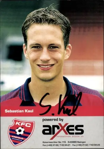 Autogrammkarte Fußballer Sebastian Kaul, KFC Uerdingen 05, Autogramm