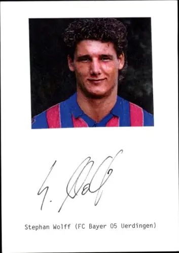Autogrammkarte Fußballer Stephan Wolf, KFC Uerdingen 05, Autogramm, Portrait