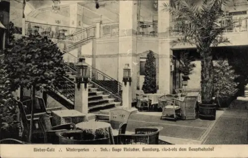 Ak Hamburg, Bieber Cafe, Hugo Fleischer, Innenansicht, Wintergarten