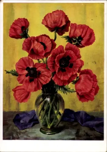 Künstler Ak Panzer, M., Roter Mohn