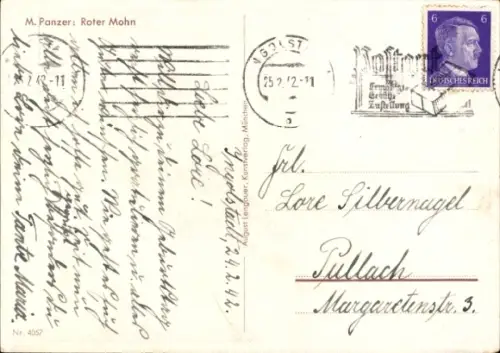 Künstler Ak Panzer, M., Roter Mohn