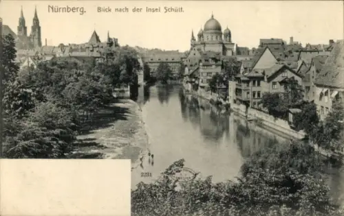 Judaika Ak Nürnberg, Insel Schütt, Synagoge