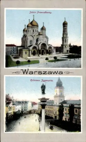 Ak Warszawa Warschau Polen, Orthodoxe Kathedrale, Sigismund-Säule, Warschau