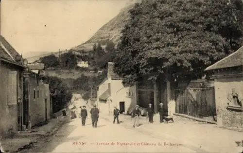 Ak Mende Lozère, Avenue de Fantanille, Château de Bellesagne, Straße mit Menschen