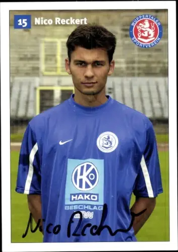 Autogrammkarte Fußballer Nico Reckert, SV Wuppertal, Autogramm