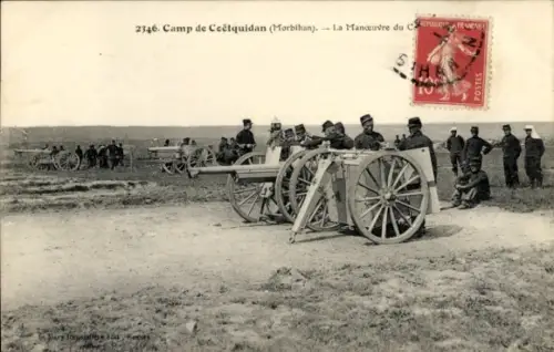 Ak Morbihan, Truppenübungsplatz, Artilleriegeschütz