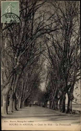 Ak Bourg Saint Andeol Ardeche, Quai du Midi, la Promenade