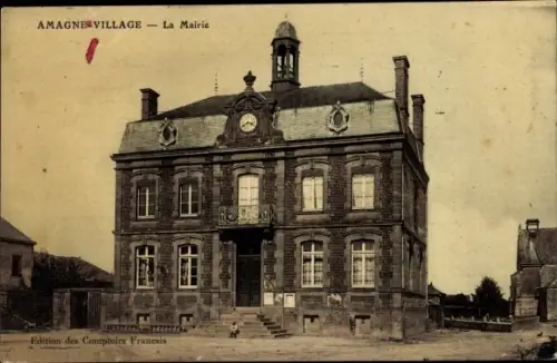 Ak Amagne Ardennes, La Mairie