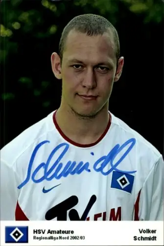 Autogrammkarte Fußballer Volker Schmidt, Hamburger SV, Autogramm