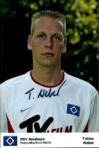Autogrammkarte Fußballer Tobias Weber, Hamburger SV, Autogramm