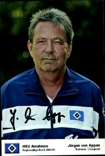 Autogrammkarte Betreuer und Zeugwart Jürgen von Appen, Hamburger SV, Autogramm