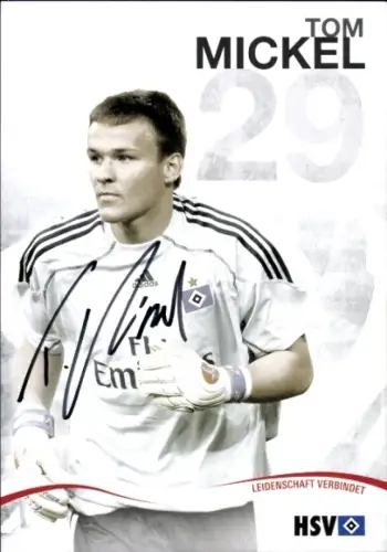Autogrammkarte Fußballer Tom Mickel, Hamburger SV, Autogramm