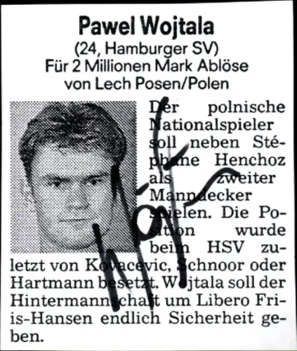 Autogramm Fußballer Pawel Wojtala, Hamburger SV, Portrait