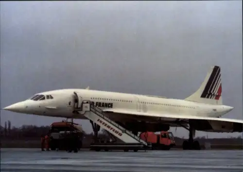 Ak Passagierflugzeug Concorde, Air France, F-BVFC, Flughafen, Treppe Interflug