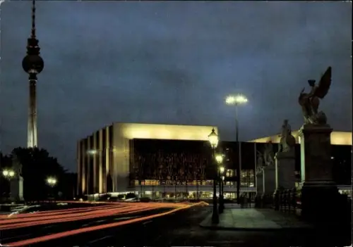 Ak Berlin, Marx Engels Brücke, Fernsehturm, Palast der Republik