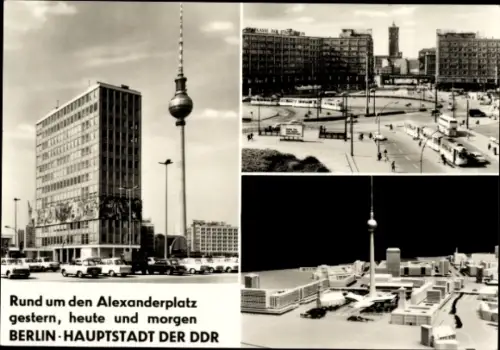 Ak Berlin Mitte, Alexanderplatz, Haus des Lehrers, Fernsehturm, Rathaus, Modell