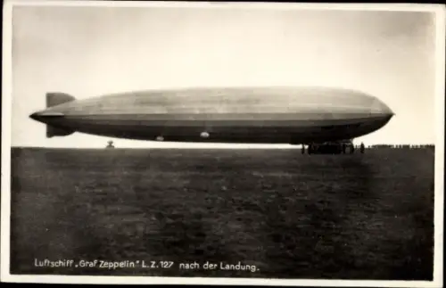 Ak Luftschiff Graf Zeppelin, LZ 127, Nach der Landung