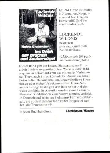 Autogrammkarte Fotograf Heinz Sielmann, Portrait, Autogramm