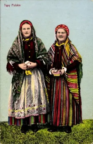 Ak Typy Polskie, Polen, Polnische junge Frauen in Trachten, Tuch