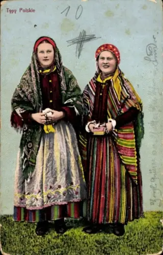 Ak Typy Polskie, Polen, Polnische junge Frauen in Trachten, Tuch