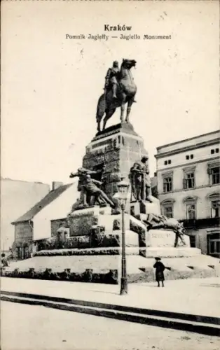 Ak Bielany Kraków Krakau Polen, Reiterdenkmal, Statue, Monument,  Pferd, Soldaten
