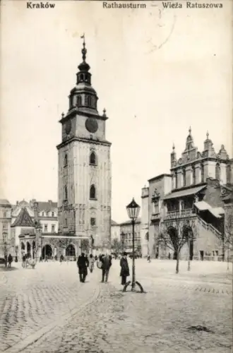 Ak Kraków Krakau Polen,  Rathausturm, Wieża Ratuszowa,  