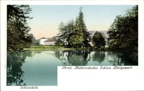 Ak Lázně Kynžvart Bad Königswart Region Karlsbad, Schloss Königswart, Schlossteich