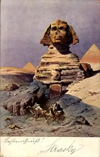 Ak Gizeh Ägypten, Sphinx, Kamele, Pyramiden,  