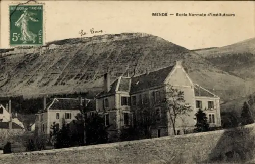 Ak Mende Lozère, Schule,  Ecole Normale d'Instituteurs, Landschaft, Poststempel