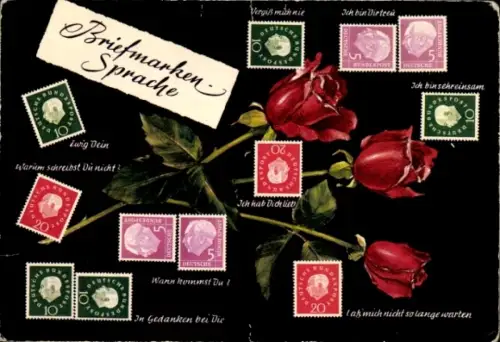 Ak Briefmarkensprache, Deutsche Bundespost, Rosen