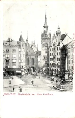 Ak München, Mariensäule, Altes Rathaus