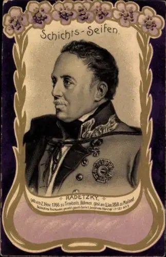 Passepartout Litho Radetzky, Portrait, Reklame Schichts Seifen