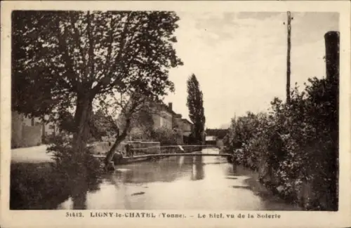 CPA Ligny-le-Châtel-Yonne, Le Bief, vu de la Solerie