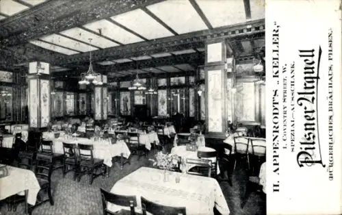 Ak London City, H. Appenrodt's Keller, Coventry Street, Innenansicht