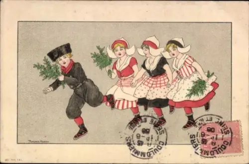 Künstler Ak Hardy, Florence, Kinder in Niederländischen Trachten