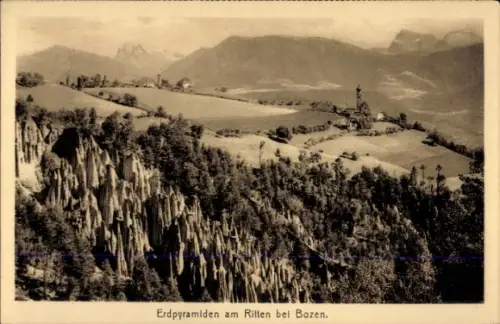Ak Renon Ritten Südtirol, Schloss Runkelstein, Castel Roncolo, Erdpyramiden, Landschaft, Ritten, 