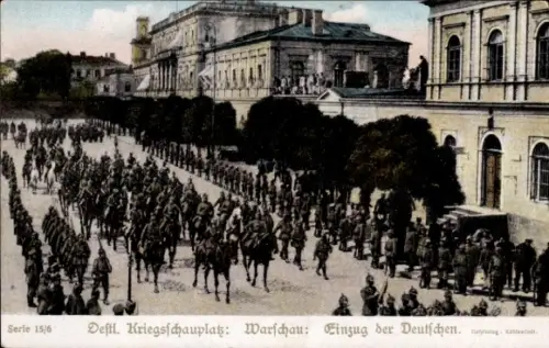 Ak Warszawa Warschau Polen, Kriegsschauplatz, Einzug der Deutschen