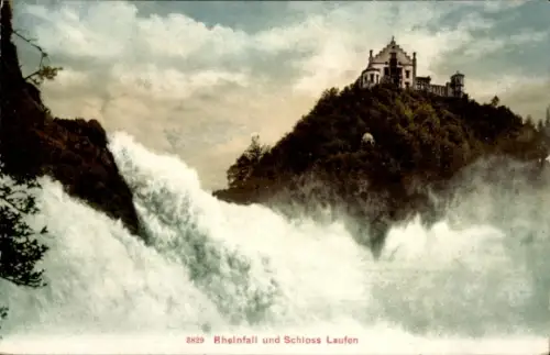 Ak Rheinfall Kanton Schaffhausen, Rheinfall, Schloss Laufen, Wasserfall, Natur, 