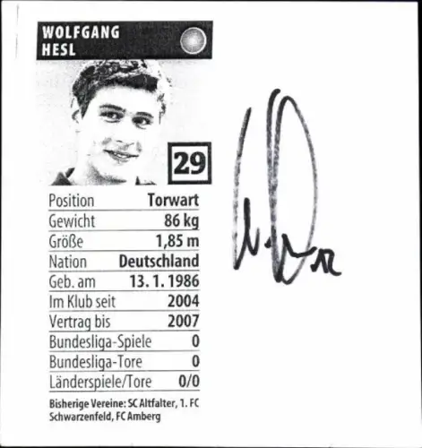 Autogramm Fußballer Wolfgang Hesl, Portrait, Hamburger SV