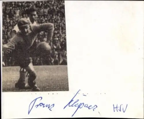 Autogramm Fußballer Franz Klepacz, Portrait auf dem Feld, Hamburger SV