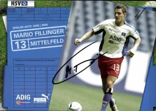 Autogrammkarte Fußballer Mario Fillinger, Hamburger SV, Autogramm