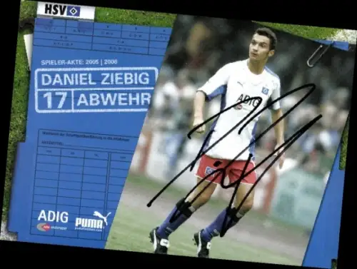 Autogrammkarte Fußballer Daniel Ziebig, Hamburger SV, Autogramm